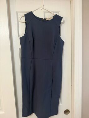 LOFT Navy Sleeveless Midi Sheath Dress